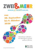 Flyer zur ZWEI & MEHR-Generationenwoche vom 28. September bis 4. Oktober 2026