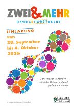 Flyer zur ZWEI & MEHR-Generationenwoche vom 28. September bis 4. Oktober 2026