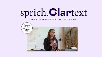 Einladungssujet mit dem Titel sprich.Clartext 